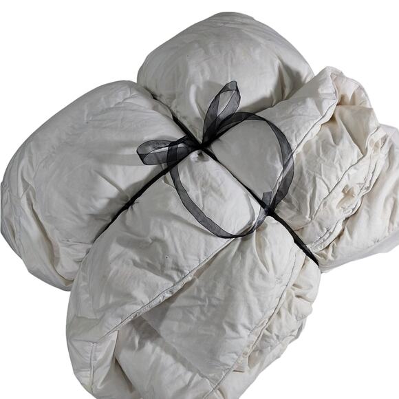 BLUE RIDGE HOME FASHIONS! LUXE CREAM COTTON OVERFILLED DOWN COMFORTER! SZ FL/QN - Picture 1 of 13